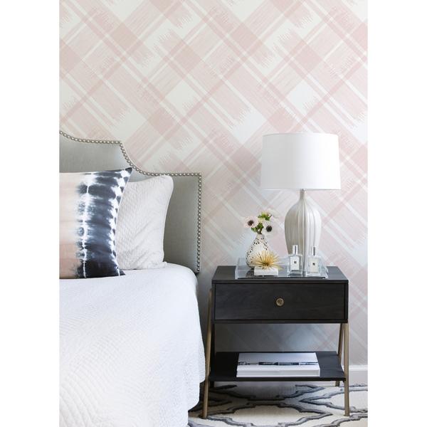 A Street Prints Zag Pink Modern Plaid Wallpaper