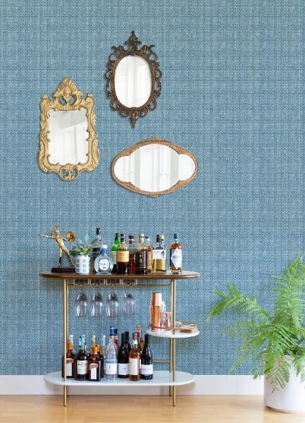 A Street Prints Zia Blue Basketweave Wallpaper