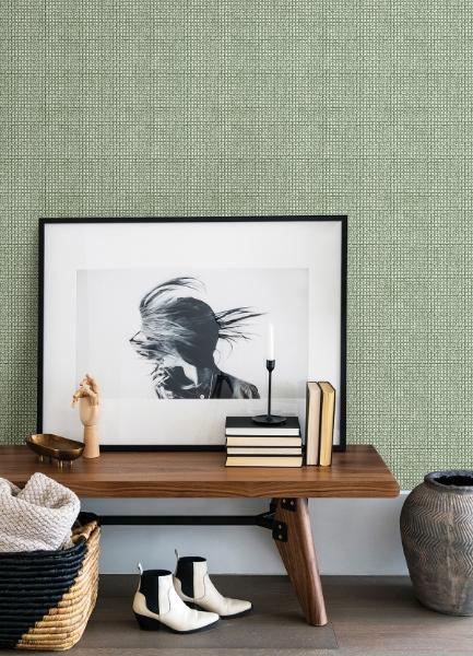 A Street Prints Zia Green Basketweave Wallpaper