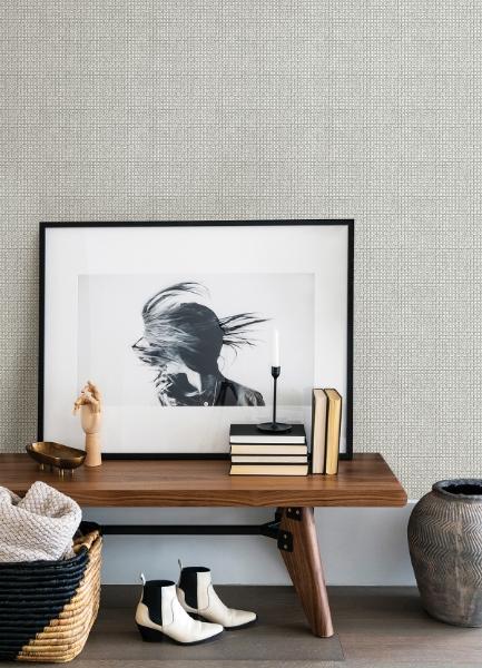 A Street Prints Zia Grey Basketweave Wallpaper
