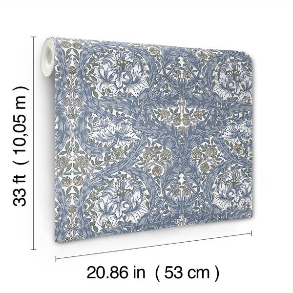 A Street Prints African Marigold Blue Floral Wallpaper