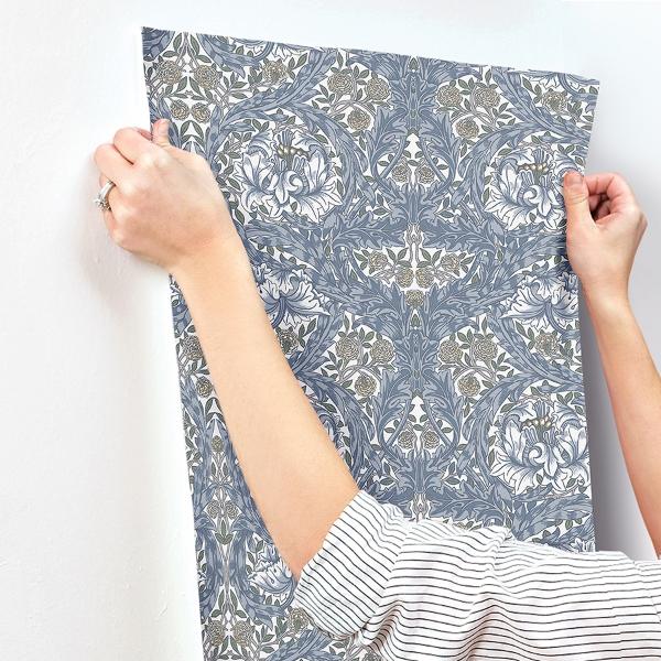 A Street Prints African Marigold Blue Floral Wallpaper