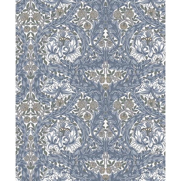a street prints African Marigold Blue Floral Wallpaper