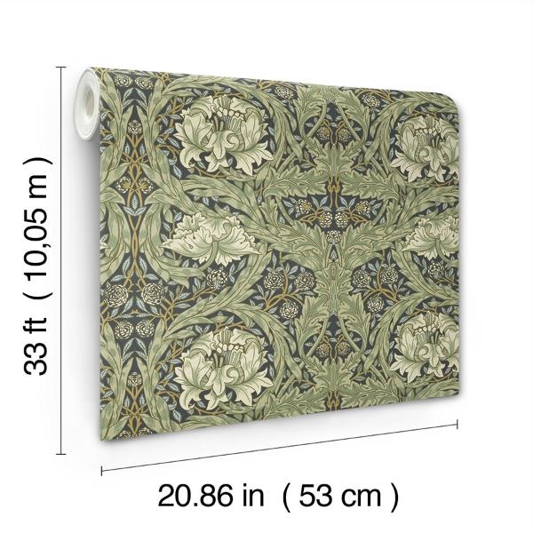 A Street Prints African Marigold Sea Green Floral Wallpaper