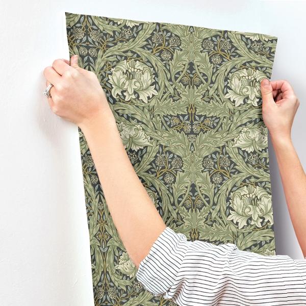 A Street Prints African Marigold Sea Green Floral Wallpaper