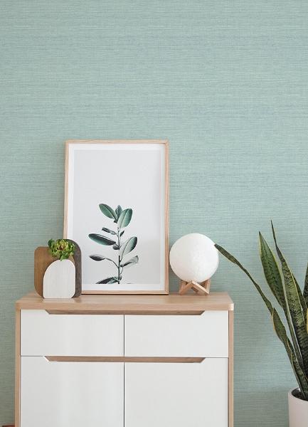 A Street Prints Agave Aqua Faux Grasscloth Wallpaper
