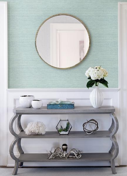 A Street Prints Agave Aqua Faux Grasscloth Wallpaper