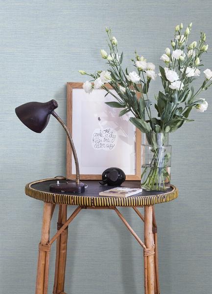 A Street Prints Agave Blue Faux Grasscloth Wallpaper