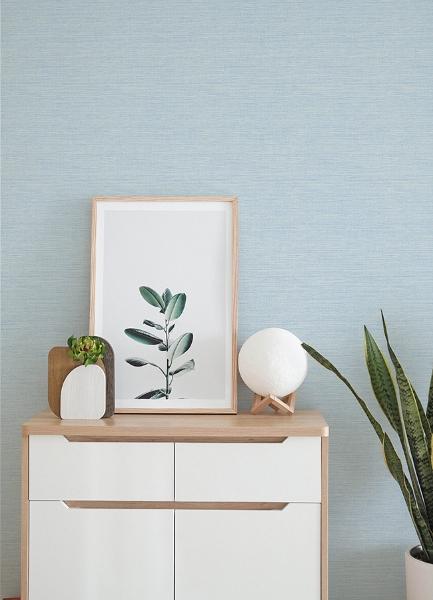 A Street Prints Agave Blue Faux Grasscloth Wallpaper