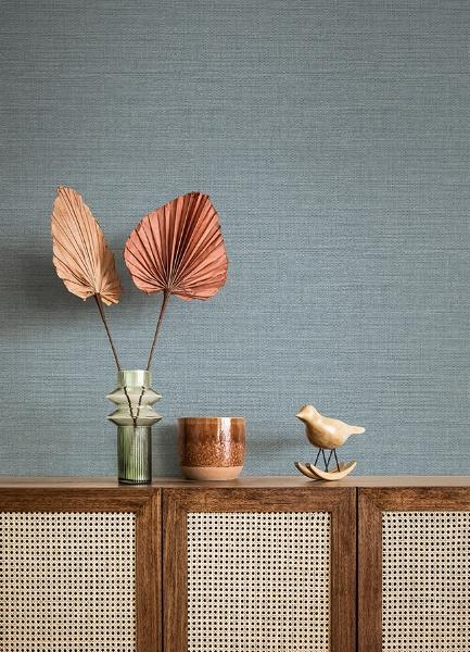 A Street Prints Agave Denim Faux Grasscloth Wallpaper