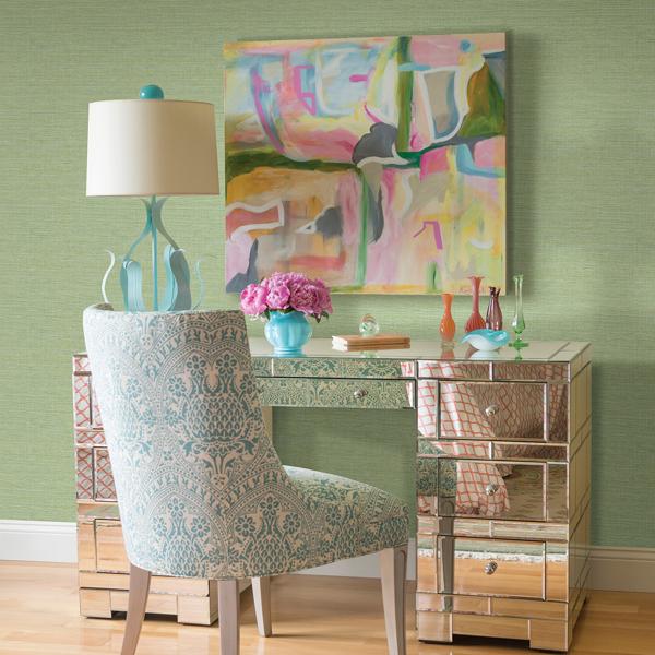 A Street Prints Agave Green Imitation Grasscloth Wallpaper