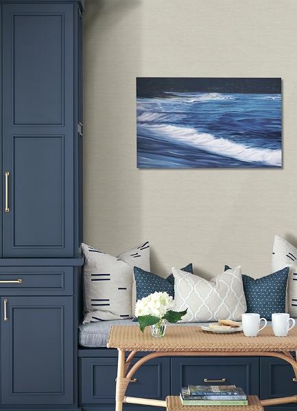 A Street Prints Agave Light Grey Faux Grasscloth Wallpaper