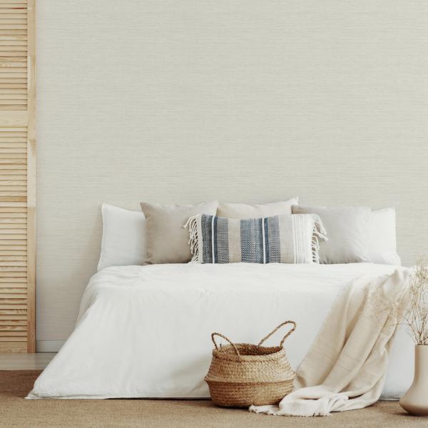 A Street Prints Agave Light Grey Imitation Grasscloth Wallpaper