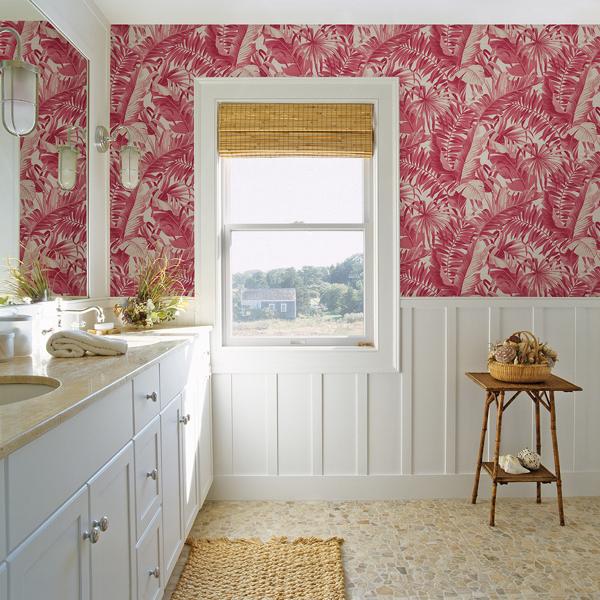 A Street Prints Alfresco Pink Tropical Palm Wallpaper