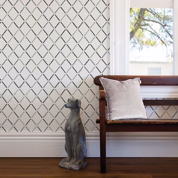 A Street Prints Allotrope Charcoal Linen Geometric Wallpaper