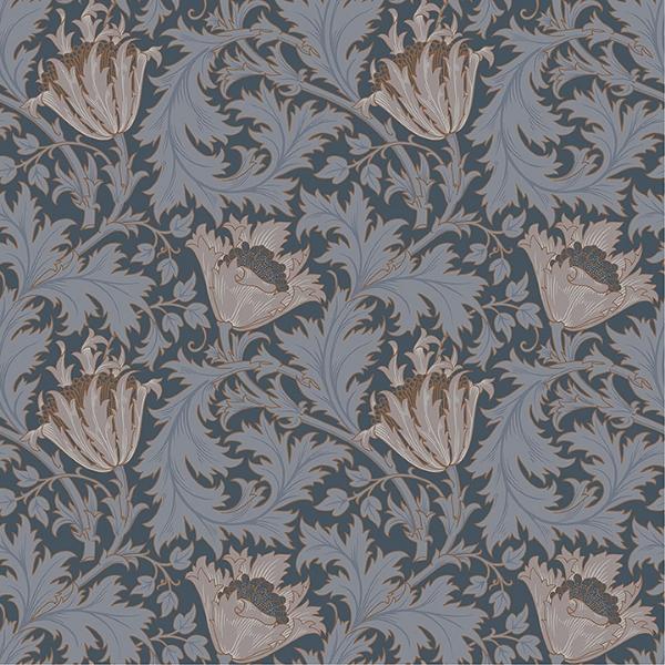 a street prints Anemone Dark Blue Floral Trail Wallpaper
