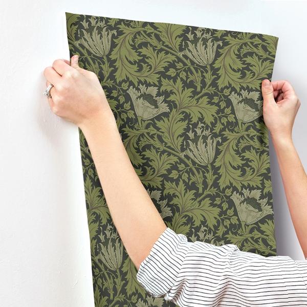 A Street Prints Anemone Dark Green Floral Trail Wallpaper