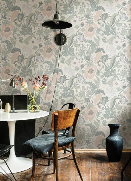 A Street Prints Anemone Light Grey Floral Wallpaper