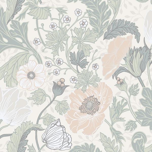 a street prints Anemone Light Grey Floral Wallpaper