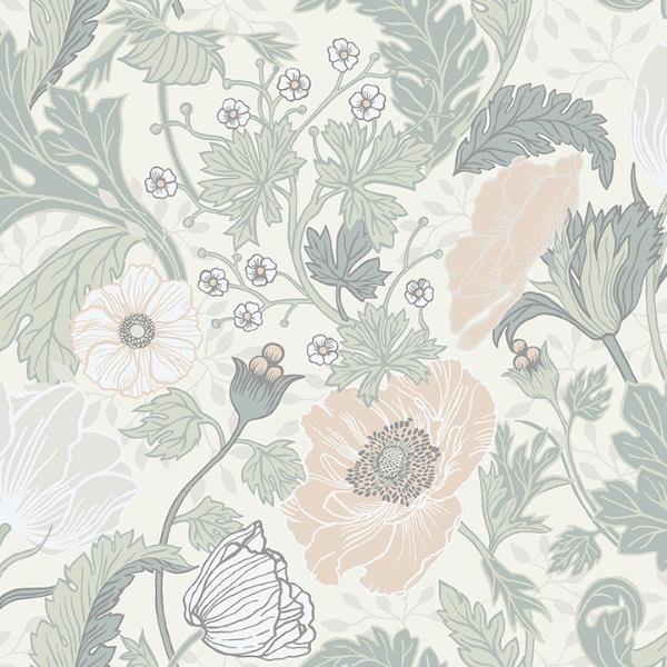 a street prints Anemone Light Grey Floral Wallpaper