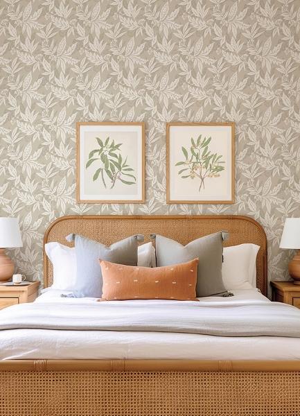 A Street Prints Anita Beige Woodland Floral Wallpaper