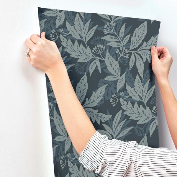 A Street Prints Anita Teal Woodland Floral Wallpaper