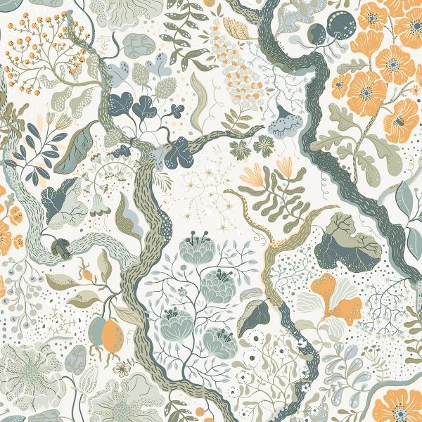 a street prints Ann Turquoise Floral Vines Wallpaper