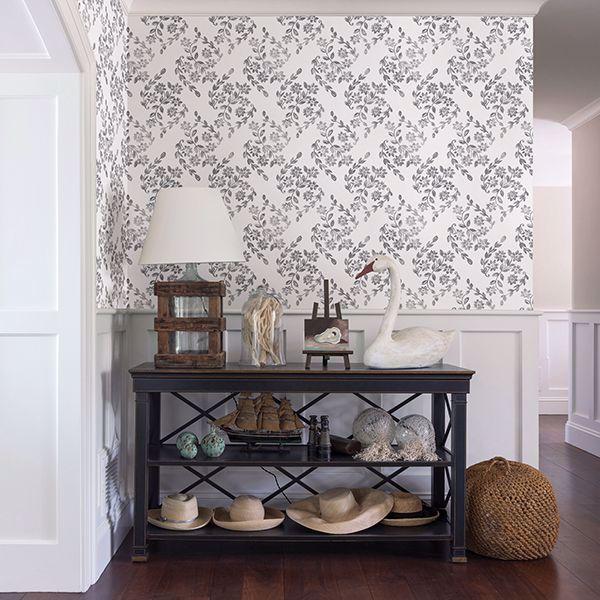 A Street Prints Arabesque Grey Floral Trail Wallpaper