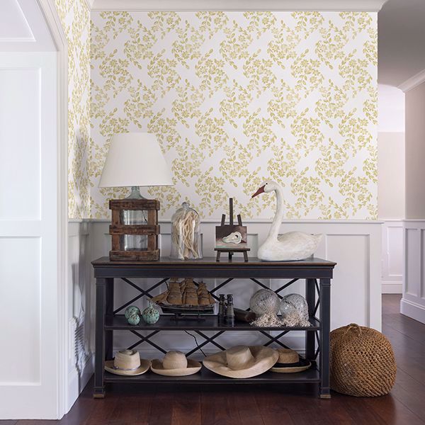 A Street Prints Arabesque Mustard Floral Trail Wallpaper