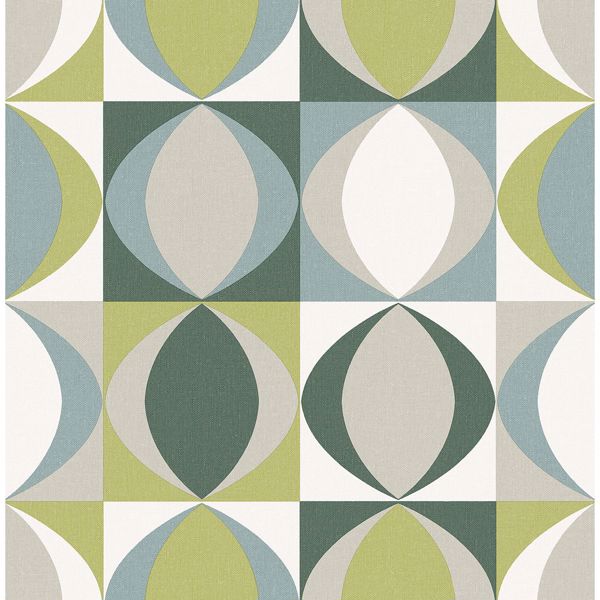 a street prints Archer Green Linen Geometric Wallpaper