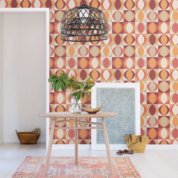 A Street Prints Archer Red Linen Geometric Wallpaper