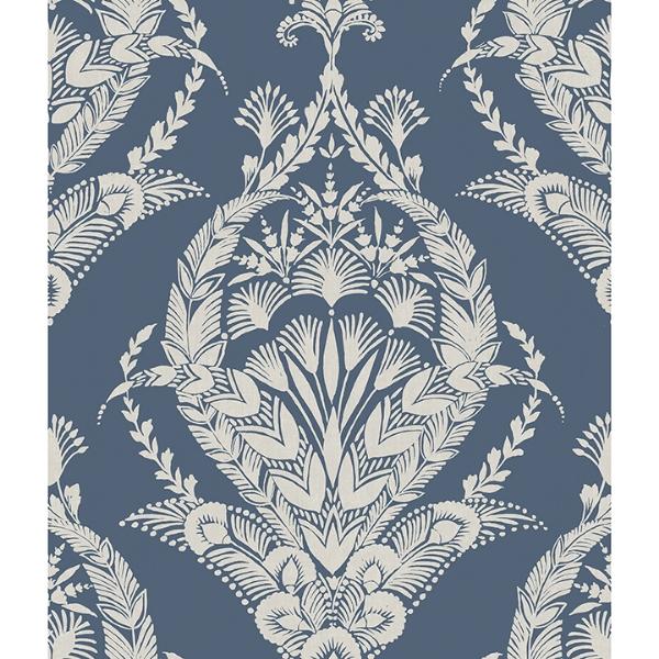 a street prints Arlie Indigo Botanical Damask Wallpaper