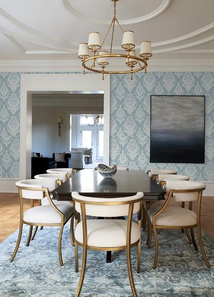 A Street Prints Arlie Light Blue Botanical Damask Wallpaper