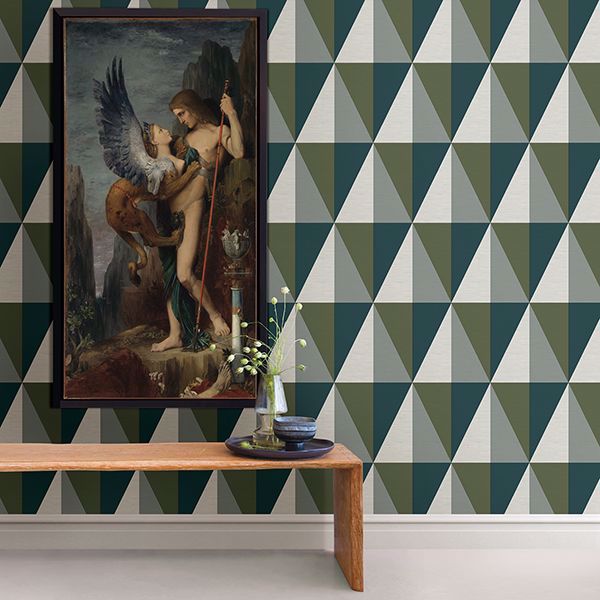 A Street Prints Aspect Green Geometric Faux Grasscloth Wallpaper
