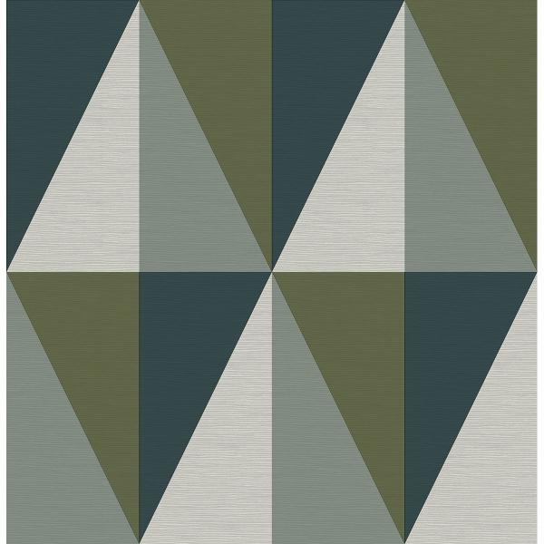 a street prints Aspect Green Geometric Faux Grasscloth Wallpaper