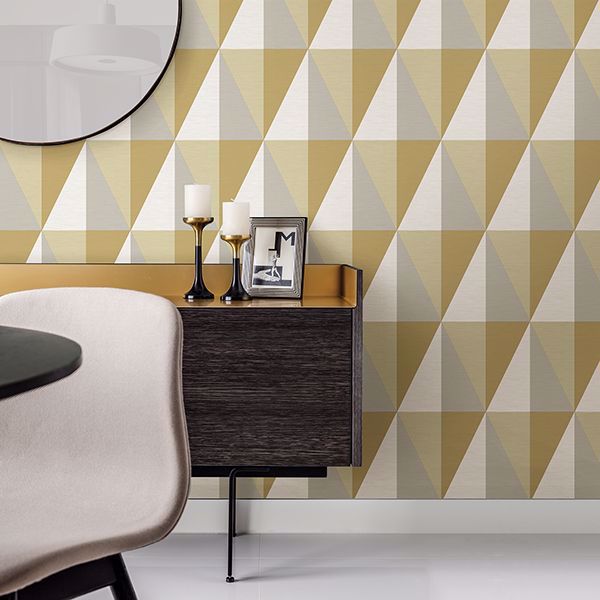 A Street Prints Aspect Yellow Geometric Faux Grasscloth Wallpaper
