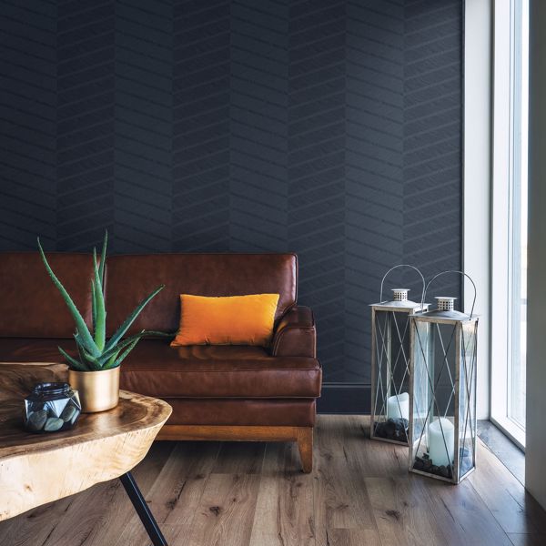 A Street Prints Aspen Indigo Chevron Wallpaper- Scott Living