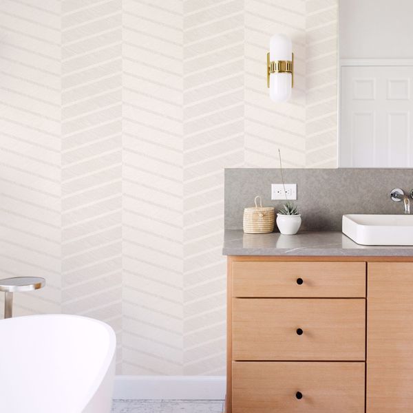 A Street Prints Aspen White Chevron Wallpaper- Scott Living