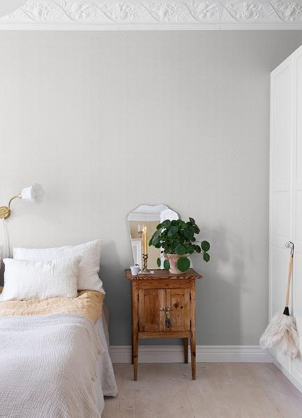 A Street Prints Athena Light Grey Scalloped Botanical Wallpaper