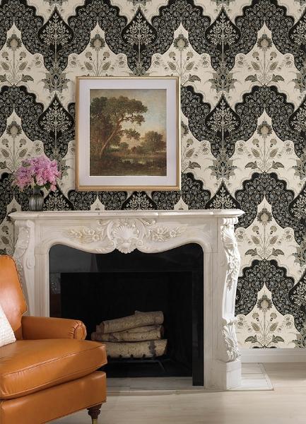 A Street Prints Auden Black Floral Grandeur Wallpaper