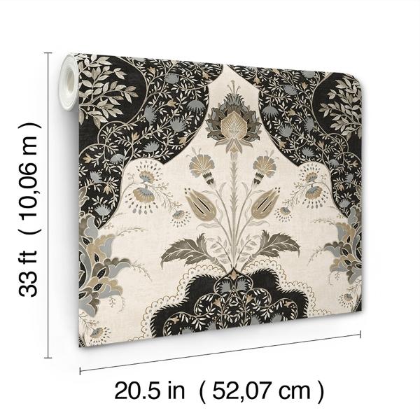 A Street Prints Auden Black Floral Grandeur Wallpaper