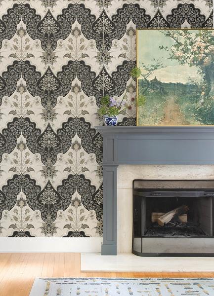 A Street Prints Auden Black Floral Grandeur Wallpaper
