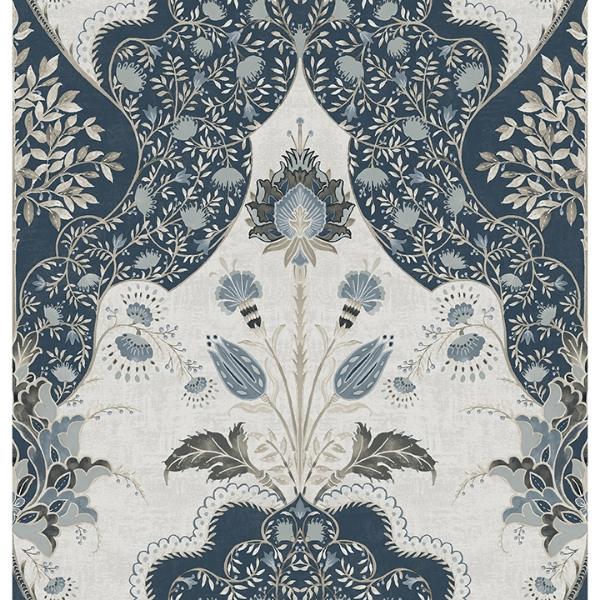 a street prints Auden Dark Blue Floral Grandeur Wallpaper