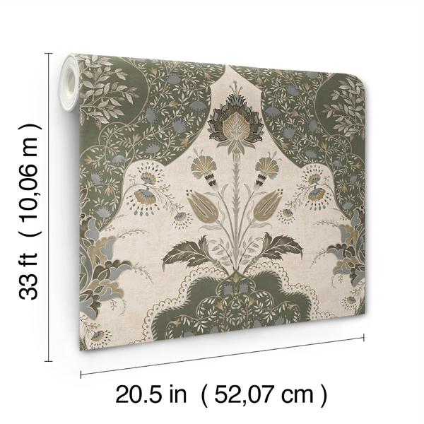 A Street Prints Auden Green Floral Grandeur Wallpaper