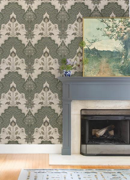 A Street Prints Auden Green Floral Grandeur Wallpaper