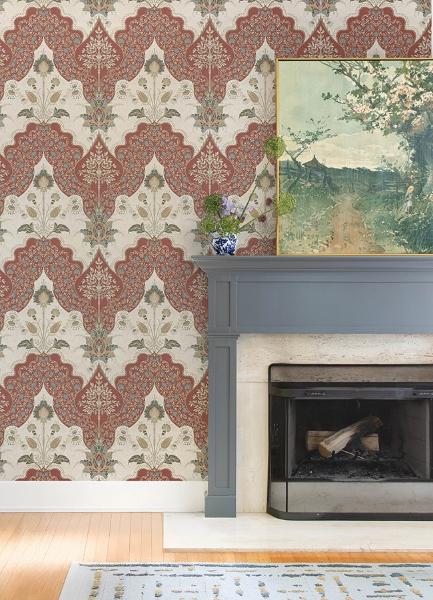 A Street Prints Auden Ruby Floral Grandeur Wallpaper
