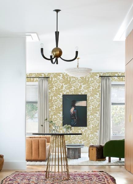 A Street Prints Augusta Butter Flock Damask Wallpaper