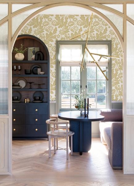 A Street Prints Augusta Butter Flock Damask Wallpaper