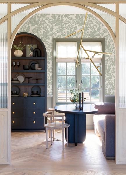 A Street Prints Augusta Silver Flock Damask Wallpaper