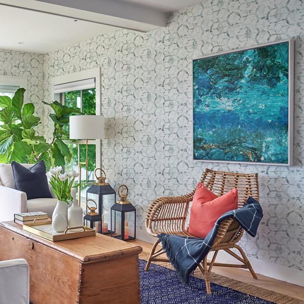 A Street Prints Augustine Slate Distressed Geometric Wallpaper